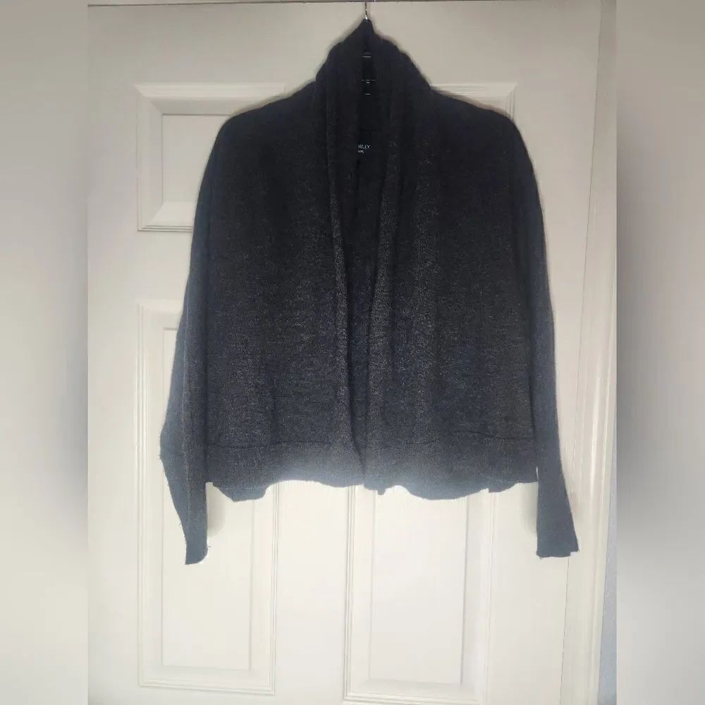 CynthiaRowley M CharcoalGray100% MerinoWool ShawlCollarLgslvOpened WomenCardigan